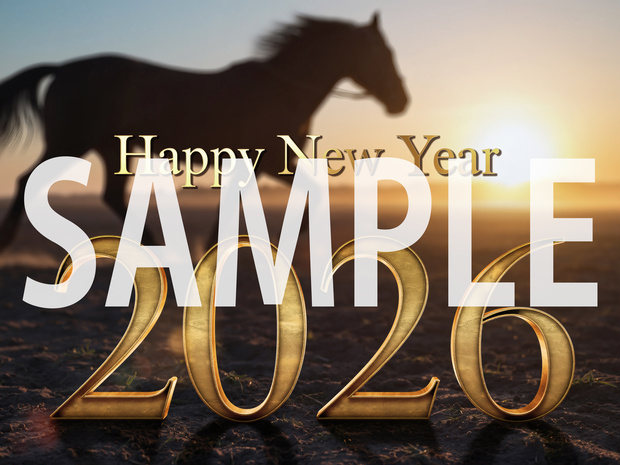 2026年 年賀状イラスト素材集｜金文字デザイン 10枚セット2026 ｜New Year Illustration Pack｜Happy New Year Gold Design（10 Images）