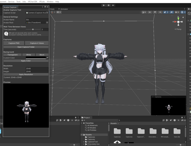 VRChat Avatar Capture Tool (Unity) – 1 Click Studio Photos + 4 Views / 【VRChat/Unity】アバターキャプチャーツール – ワンクリックで4方向スタジオ風スクショ！