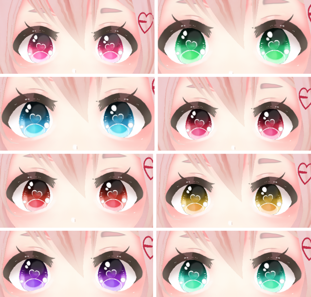 《VRoid》Assets 'Heart Eyes' +eye highlights 'ハート目' +ハイライト 