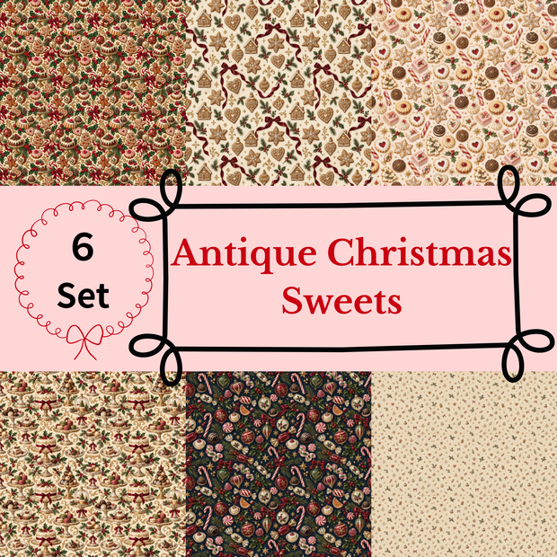 クリスマス柄デジタルペーパー/Antique Christmas Sweets