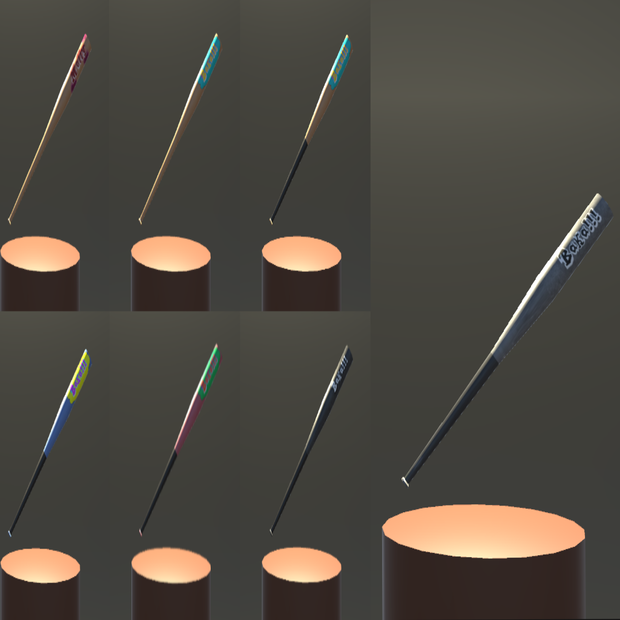 Baseballschläger_Baka!!! in 7 different designs + Material + Sound + Unity Pack for Animations