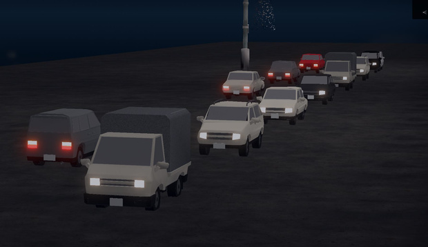 【VRchat】自動車を一列で走らせるギミック/MobcarLane