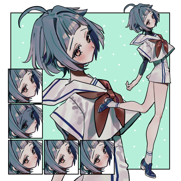 【無料/有料】セーラー衣装な子【表情5種/半袖・インナー】