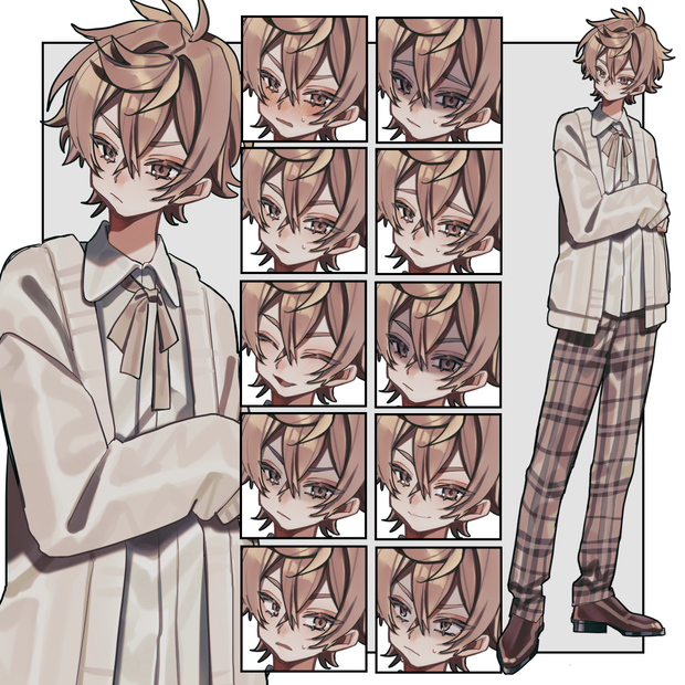 【無料/有料】ブラウン系男子【表情12種】