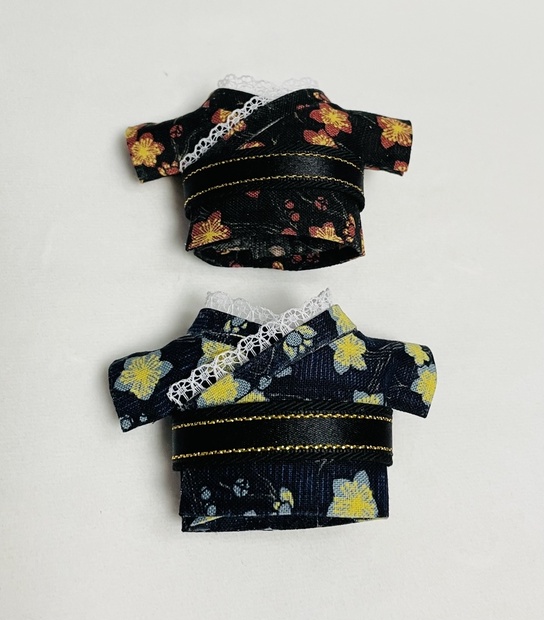 ぬい服：あじさい模様の浴衣(10cm・12cm・ちびぐるみ・にじぱぺ・ちみけも) ぬい服：あじさい模様の浴衣(10cm・12cm・ちびぐるみ・にじぱぺ