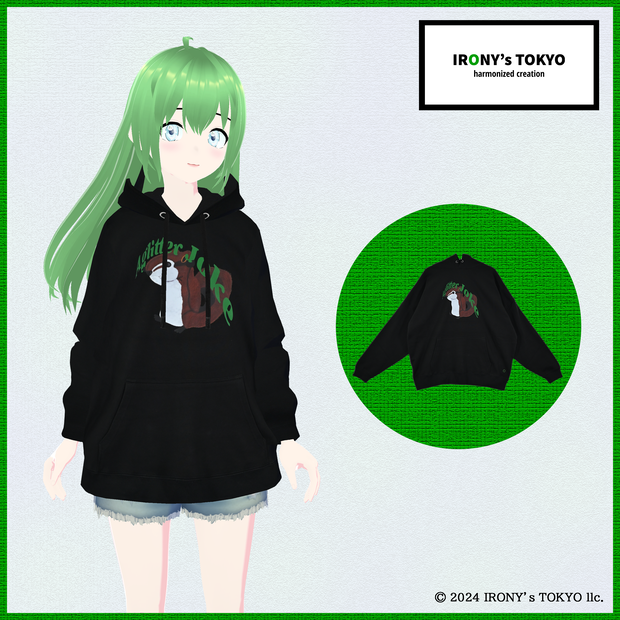 IRONY's TOKYO Hoodie 【Aglitter Joke】 Black