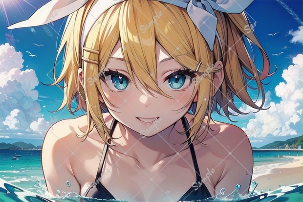 VOCALOID 鏡音リン 美少女 同人 Lサイズ フチなし 光沢写真 高