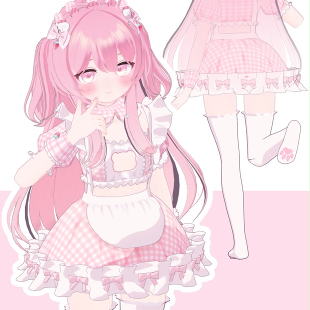 こまどアバター対応】ギンガムチェックメイド服♡ - necmaid - BOOTH
