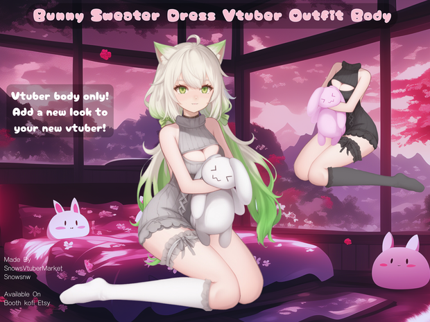 Bunny Sweater Dress Vtuber Outfit Body | Ready to Use