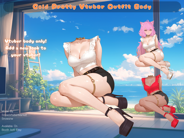 Gold Pretty Vtuber Outfit Body | Ready to Use