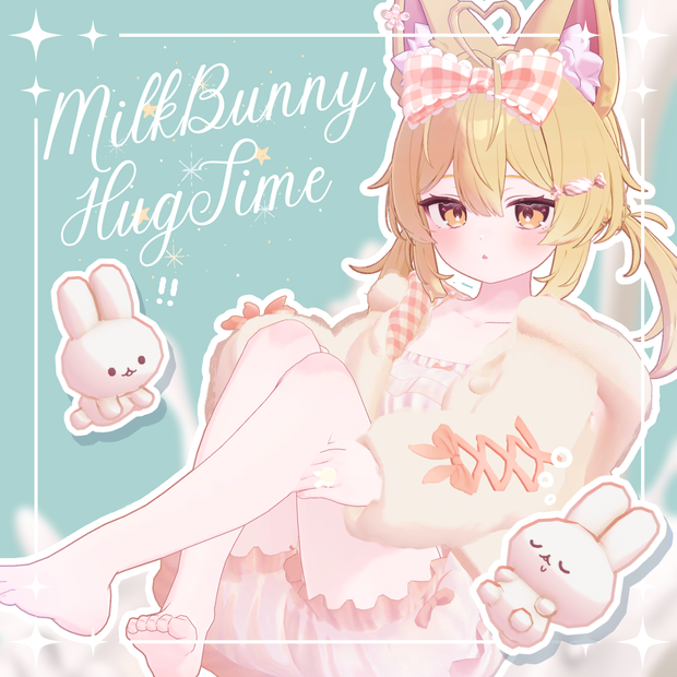 【38アバター対応】Milk Bunny Hug Time【VRC想定衣装】