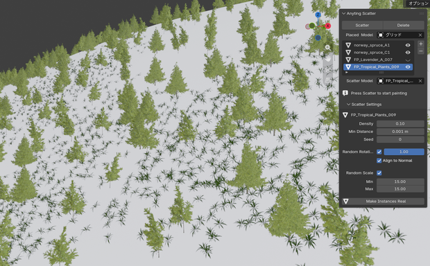 Blender用　モデル配置アドオン　お手軽Scatter