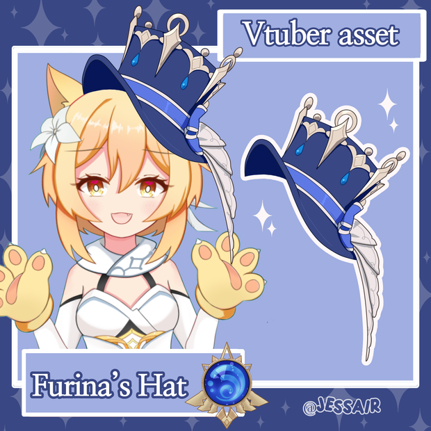 Genshin Impact Blanket for Vtuber models Furina's Hat [Vroid, Live2D, Pngtuber] 