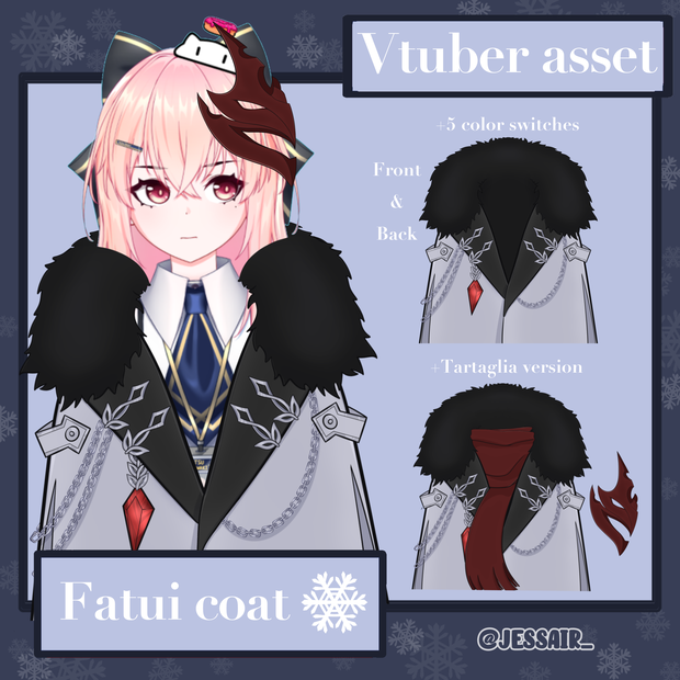 Genshin Impact: Fatui Coats + Tartaglia version | Childe | Vtuber Accessories and Clothes