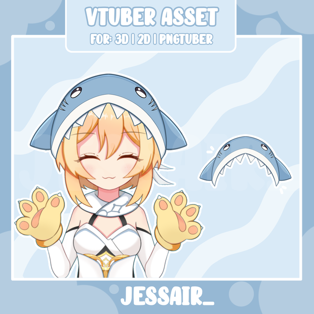 [VTUBER ASSET] Shark accessorie | Shark Hat | Summer Vtuber | Live2D | Cute asset