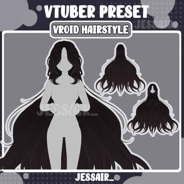 【VRoid Hairstyle Preset】Long Female Hairstyle | Extra Long | Cute Vtuber Hairstyle |