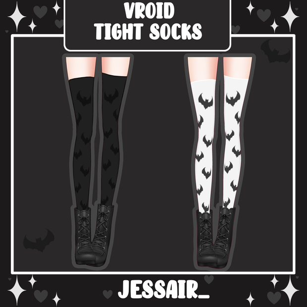 【VRoid アウトフィット】Bat Thighs | Black | Cute, Halloween, Dark, Aesthetic | Fantasy