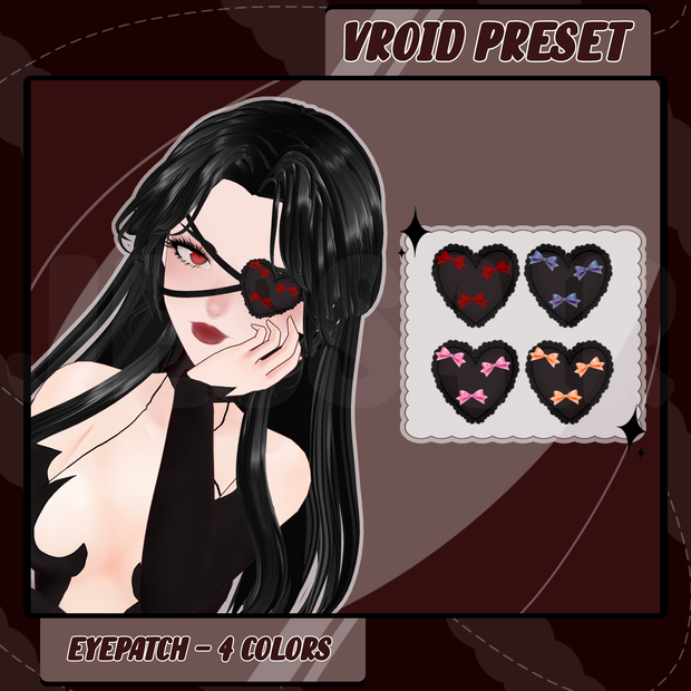 【VRoid アイパッチ】Eyepatch | Texture | Dark, Cute, Heartshape | Vroid Preset and Textures | Halloween