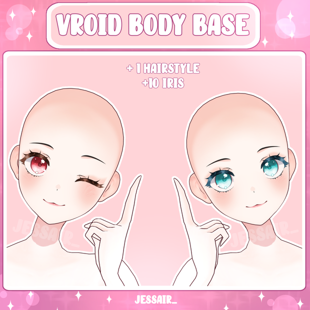 【VRoid Base Model】Cute Anime Girl Vroid Base with Cat Mouth | Extra Hairstyle and Iris