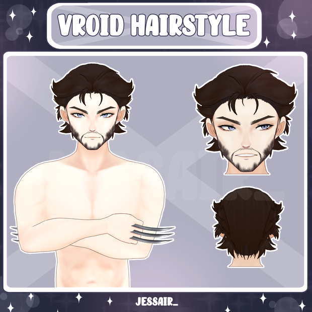 【VRoid 髪型 - Hairstyle Preset】Wolverine Short Hairstyle with PHYSICS | Male | XMen| Logan | Comic | Marvel | Giggle | Vtuber Boy|