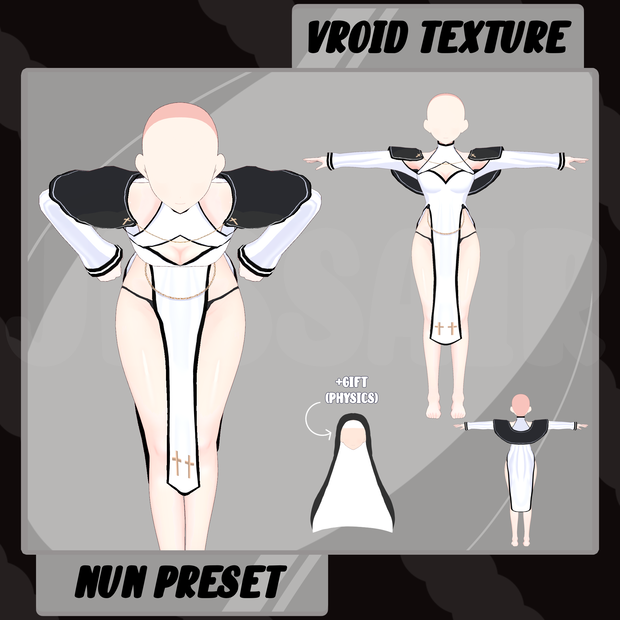 【VRoid デーモネスコスチューム】Nun Outfit | Texture | Dark | Vroid Clothes and Textures | Sexy