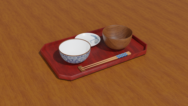【3D素材_fbx】和食器セット