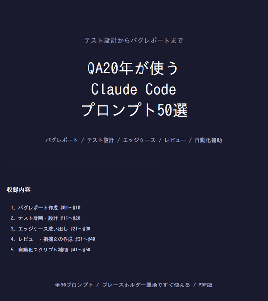 テスト設計からバグレポートまで｜QA20年が使うClaude Codeプロンプト50選