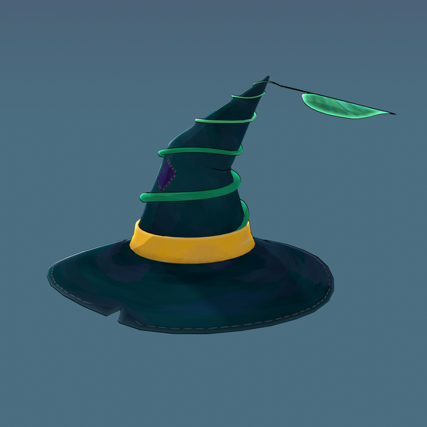 Green Witches Hat VRC Accessory and 3d Model 