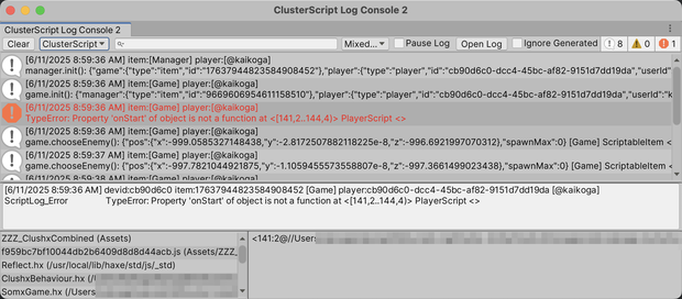 ClusterScript Log Console Window 2