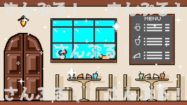 映像背景【カフェ（ピクセル）】背景素材：Youtuber：Vtuber