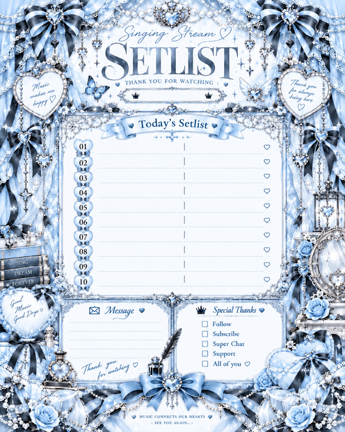 BLUE💙量産型♡Singing Stream SETLIST 素材｜歌枠・配信者向け