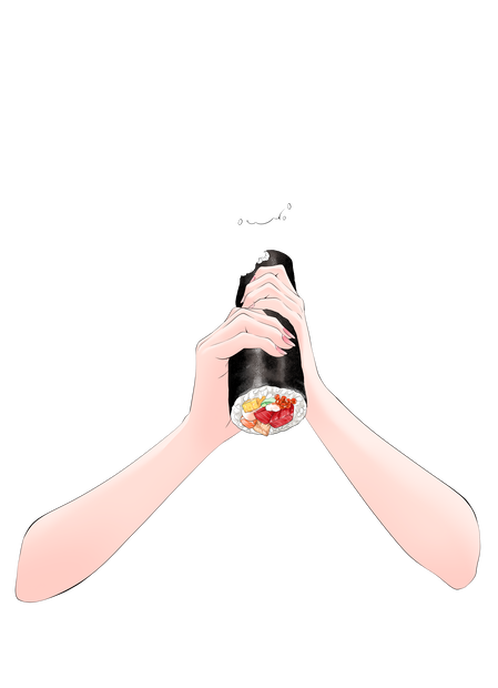 【Vtuber手素材】恵方巻を食べる手