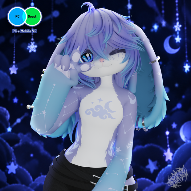 「3Dモデル」Lyra - PC & Quest - Deira Bunny VRChat Furry Avatar