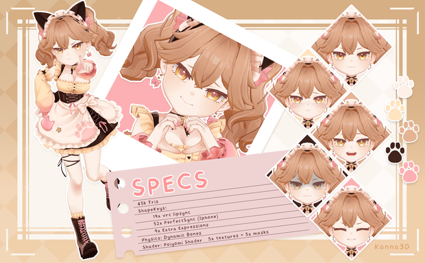 オリジナル3Dモデル 【猫カフェメイド】Cat Cafe Maid