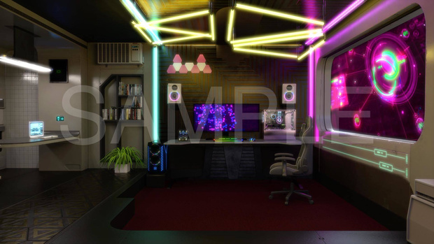 【FHD Loop】サイバーなゲーミングPCマイ・ルーム / Cyber Gaming PC Room [Animated Background]
