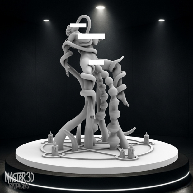 Failed Ritual - Cursed Witch & Tentacles - 3D Printable STL [R-18] JP: 失敗した儀式 - 呪われた魔女と触手 - 3Dプリント用STL [R-18]