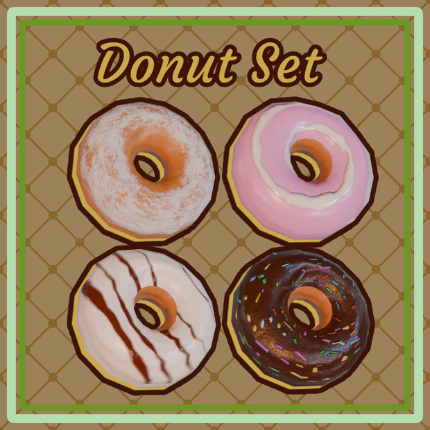 Stylized Donut Set - Low Poly 3D Asset Pack