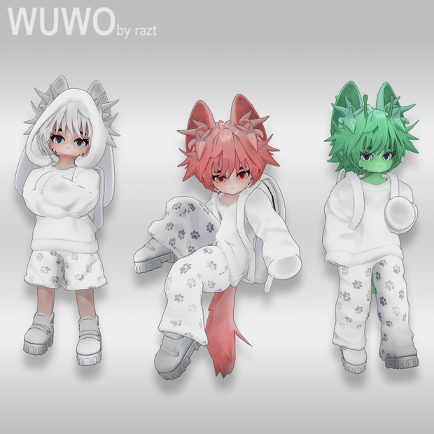 Wuwo | ちび VRChat オリジナル3Dモデル (PC/Quest対応/VRCFT)