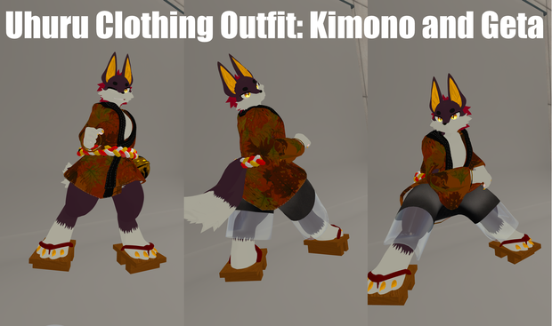 [MA/VRCFURY]「ウフル」秋をテーマにしたウフル衣裳セット/ Uhuru Fall Themed Kimono and Geta