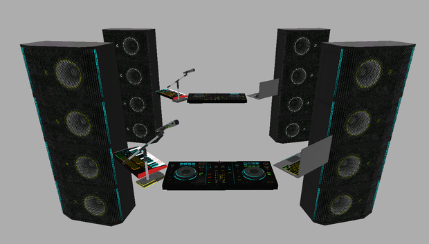 【VRMアバター/VRM用アイテム/FBX同梱】DJ機材セット