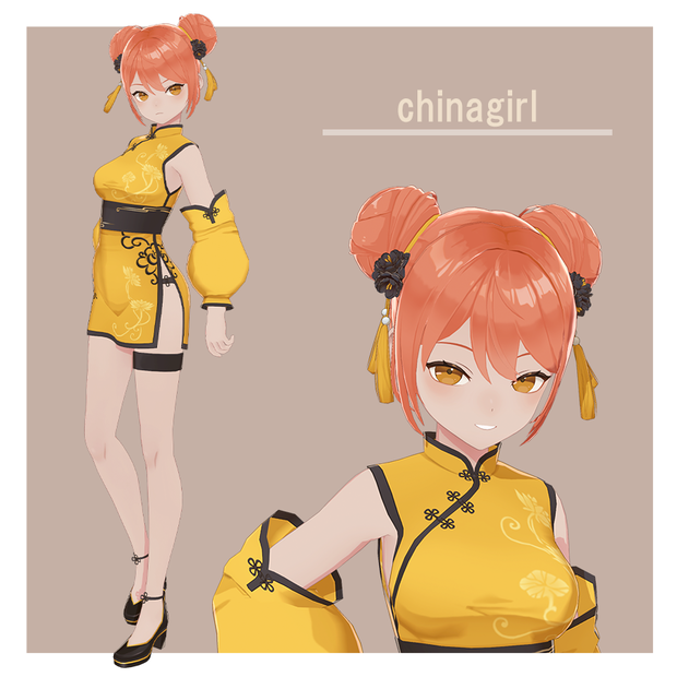 チャイナ服の女の子-china girl-【オリジナル3Dモデル】