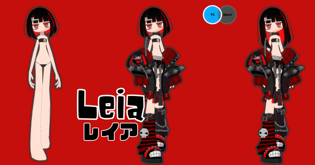 オリジナル3Dアバター「レイア」 | VRChat向け | 赤黒パンク・クール系