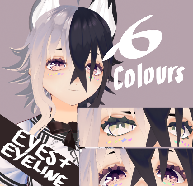 VRoid Eyes Texture Pack [Eyeline + Eyelash included]
