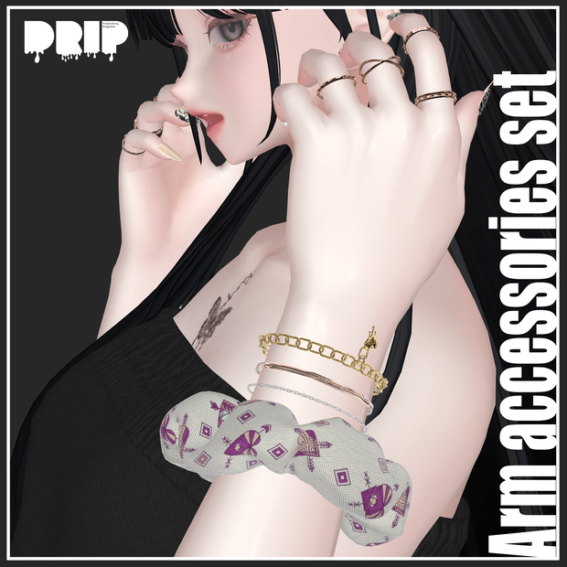 【VRChat想定】Arm accessories set【アクセサリー】