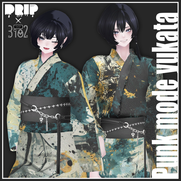【複数アバター対応】Punk mode yukata【VRChat想定】
