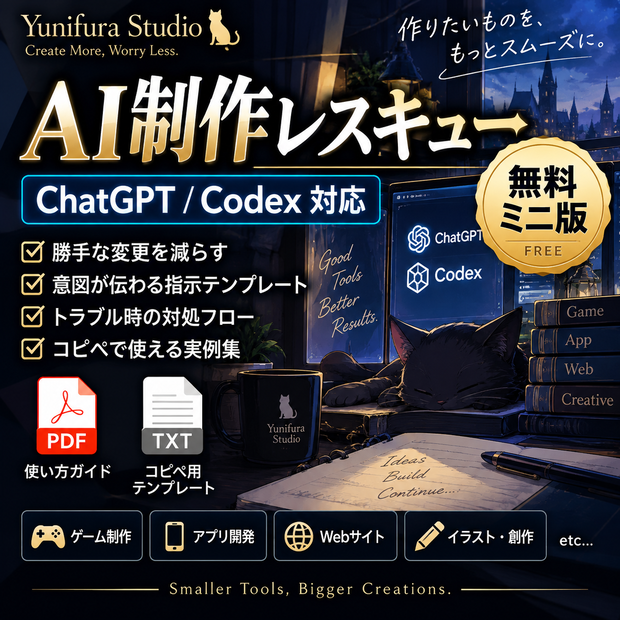 AI制作レスキュー ミニ版｜ChatGPT・Codexの「勝手に変更」を減らす無料テンプレート