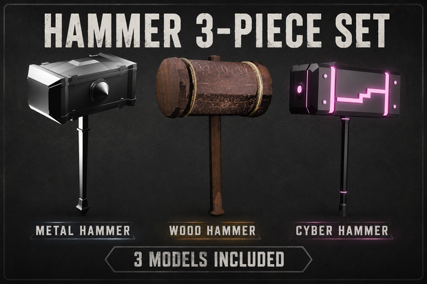 ハンマー三点セット（3-piece set of hammers)