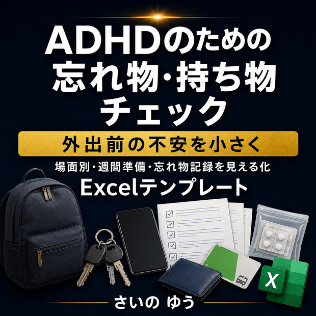 ADHDのための忘れ物・持ち物チェックシート｜場面別・週間準備・忘れ物記録｜Excel版
