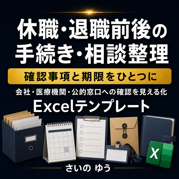 休職・退職前後の手続き・相談整理シート｜確認事項・期限・書類管理｜Excel版