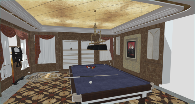ビリヤードルーム3Dモデルvrchat The Billiards Room